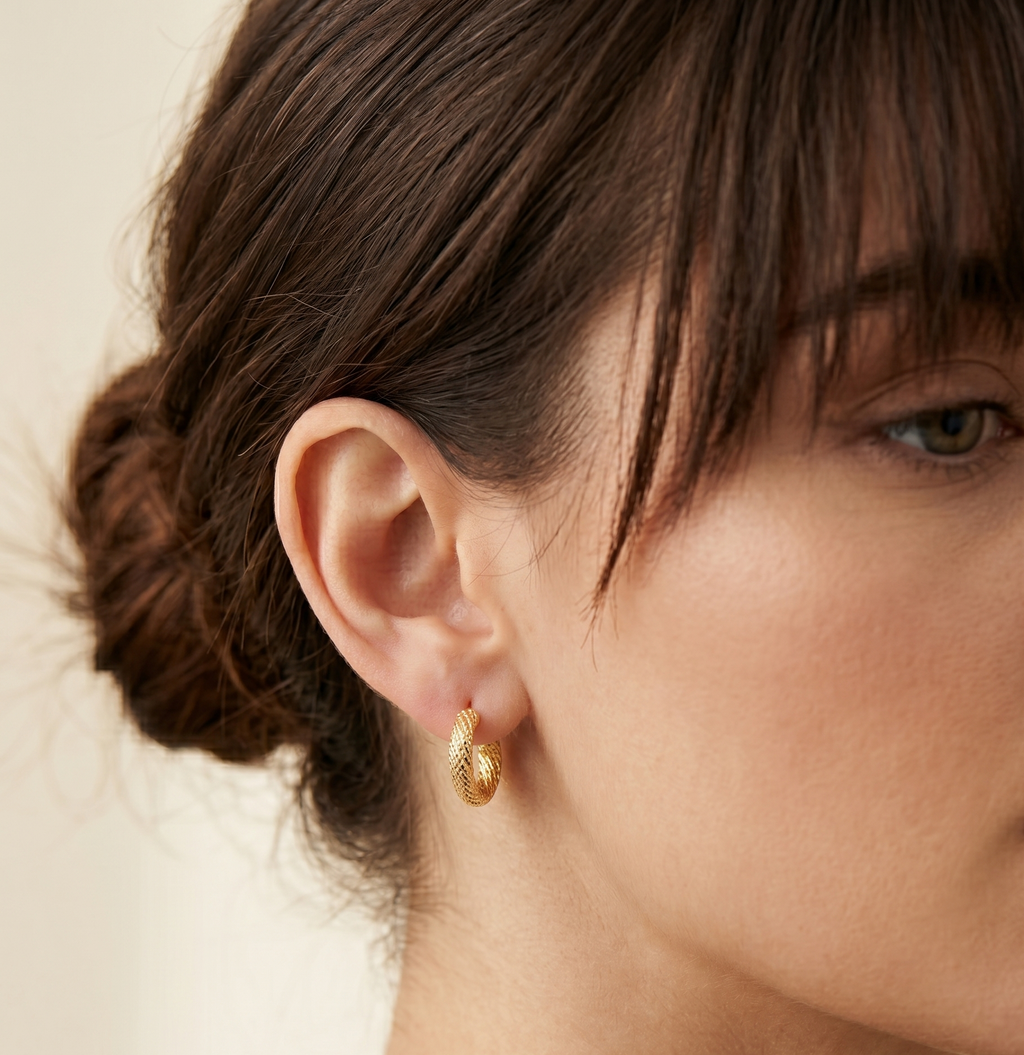 Huggie Hoop Earrings - detail view | Prime Jewellery