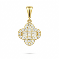 9ct Yellow Gold Cubic Zirconia Baguette Quatrefoil Pendant