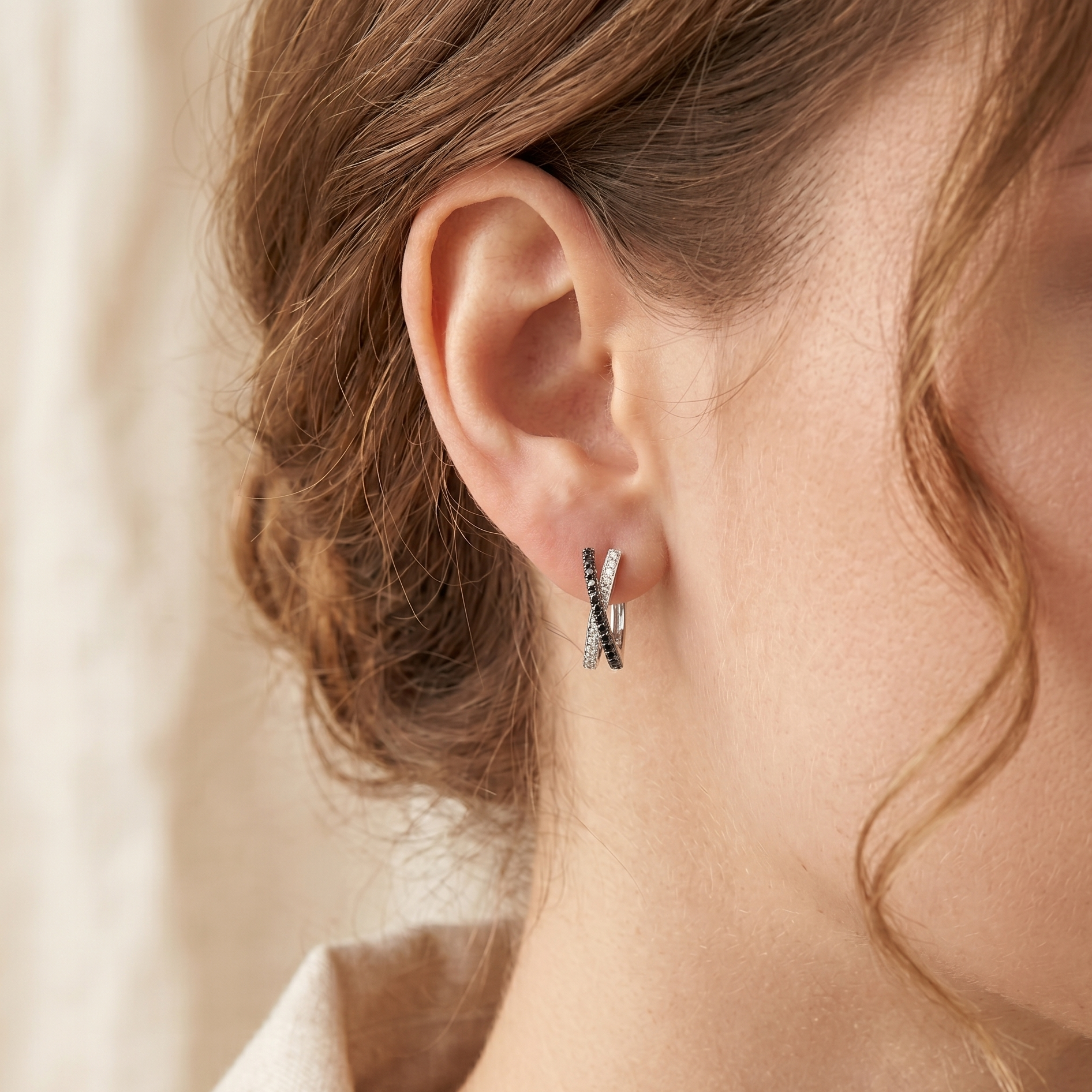Diamond Hoop Earrings - detail view | Prime Jewellery