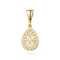 9ct Yellow Gold Cubic Zirconia Baguette Pear Halo Pendant