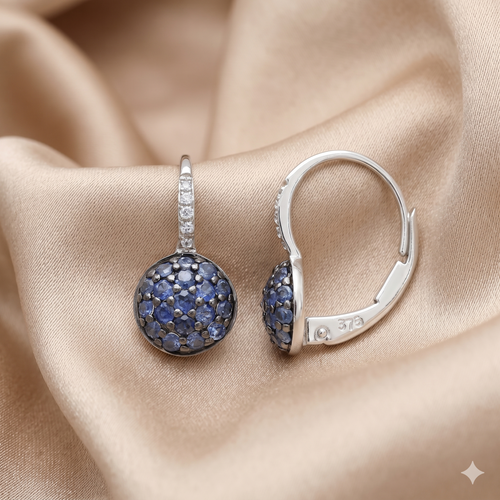 Blue Sapphire Hoop Earrings - detail view | Prime Jewellery
