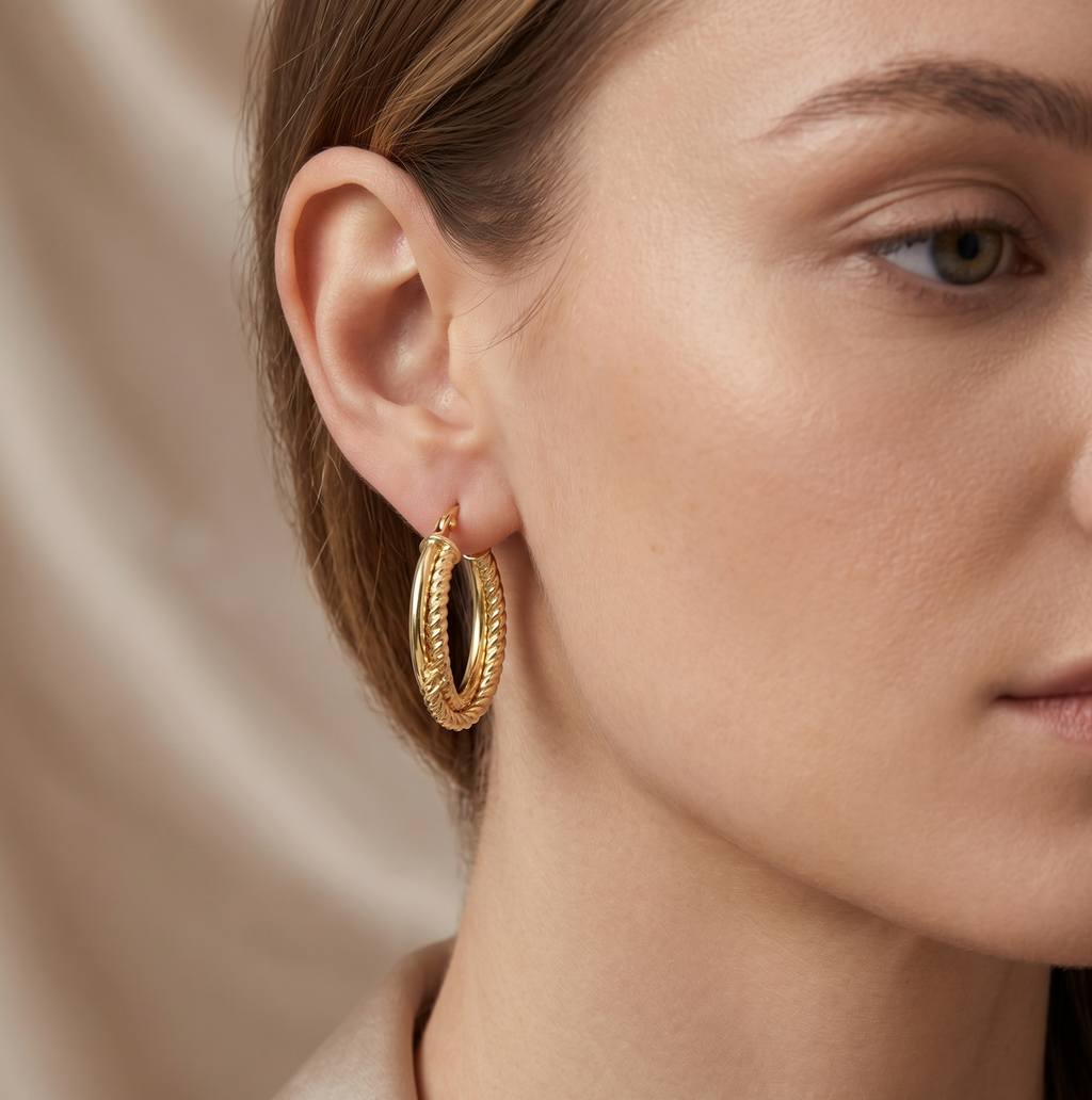 Twisted Small Hoop - detail view | Prime Jewellery