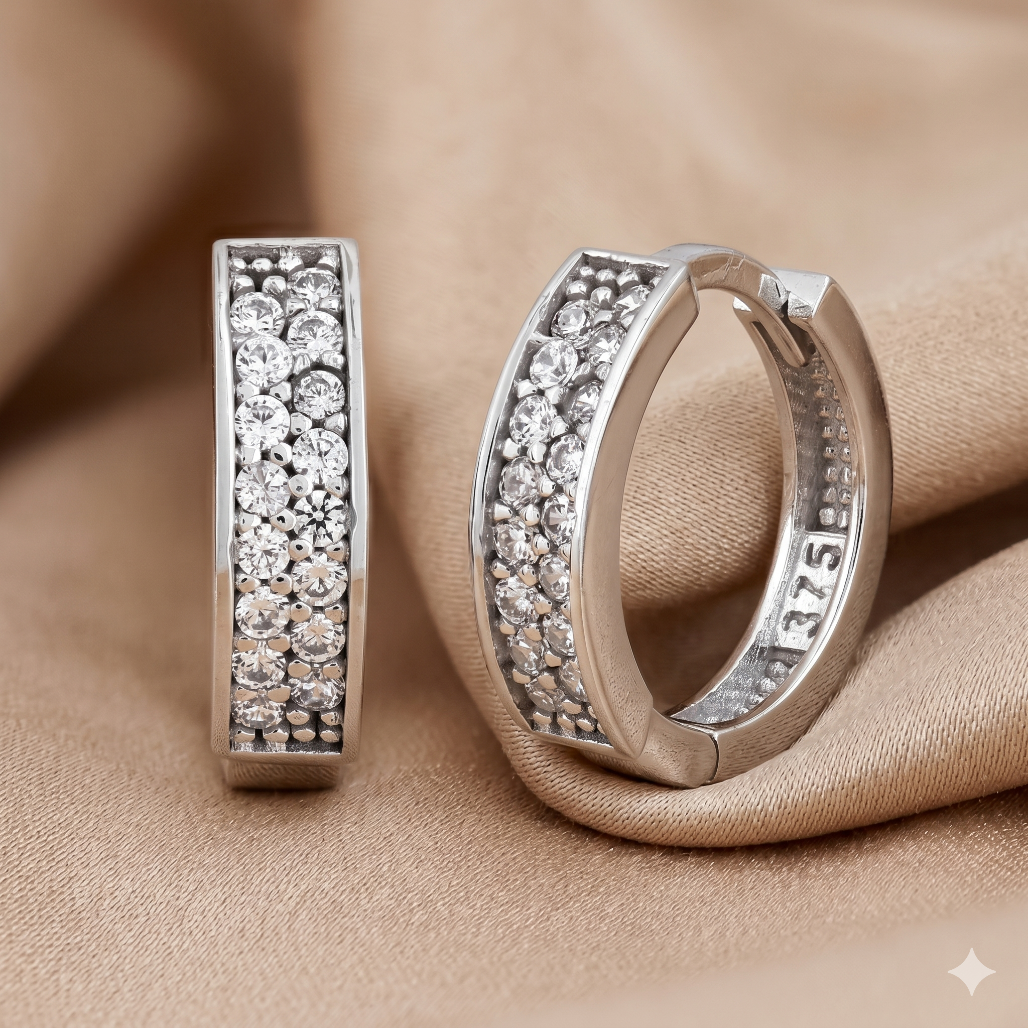 Cubic Zirconia Huggie Hoop Earrings - detail view | Prime Jewellery