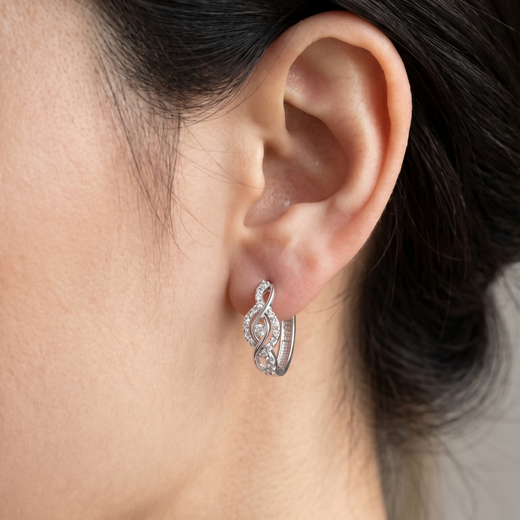 Cubic Zirconia Hoop Earrings - detail view | Prime Jewellery