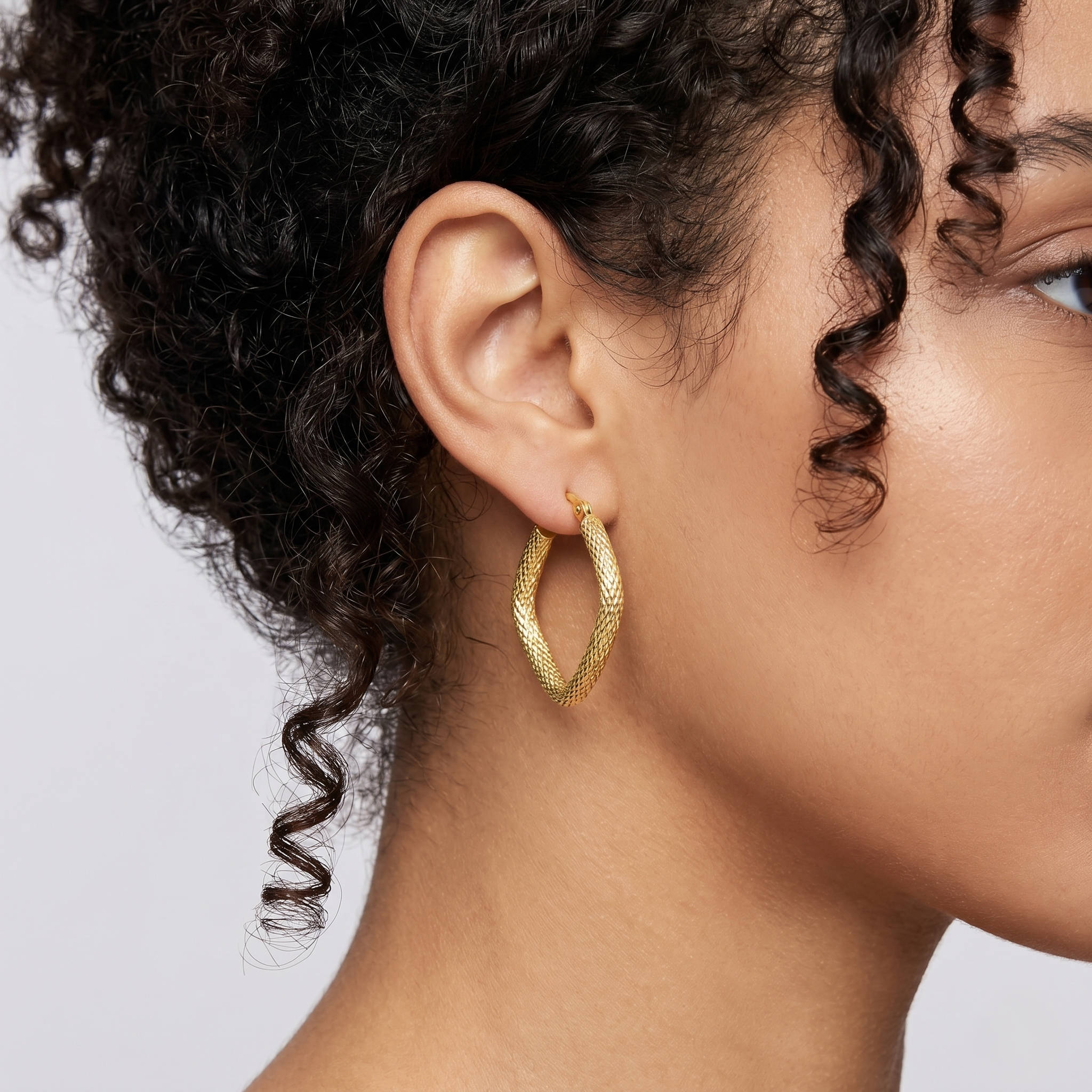 9ct Yellow Gold Textured Square Small Hoop Earrings