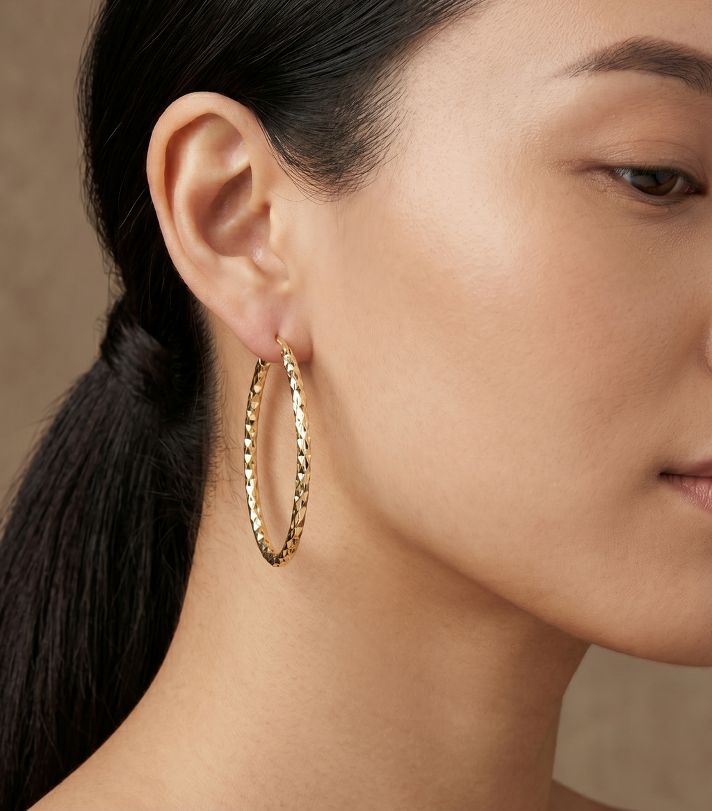 Textured Large Hoop - detail view | Prime Jewellery