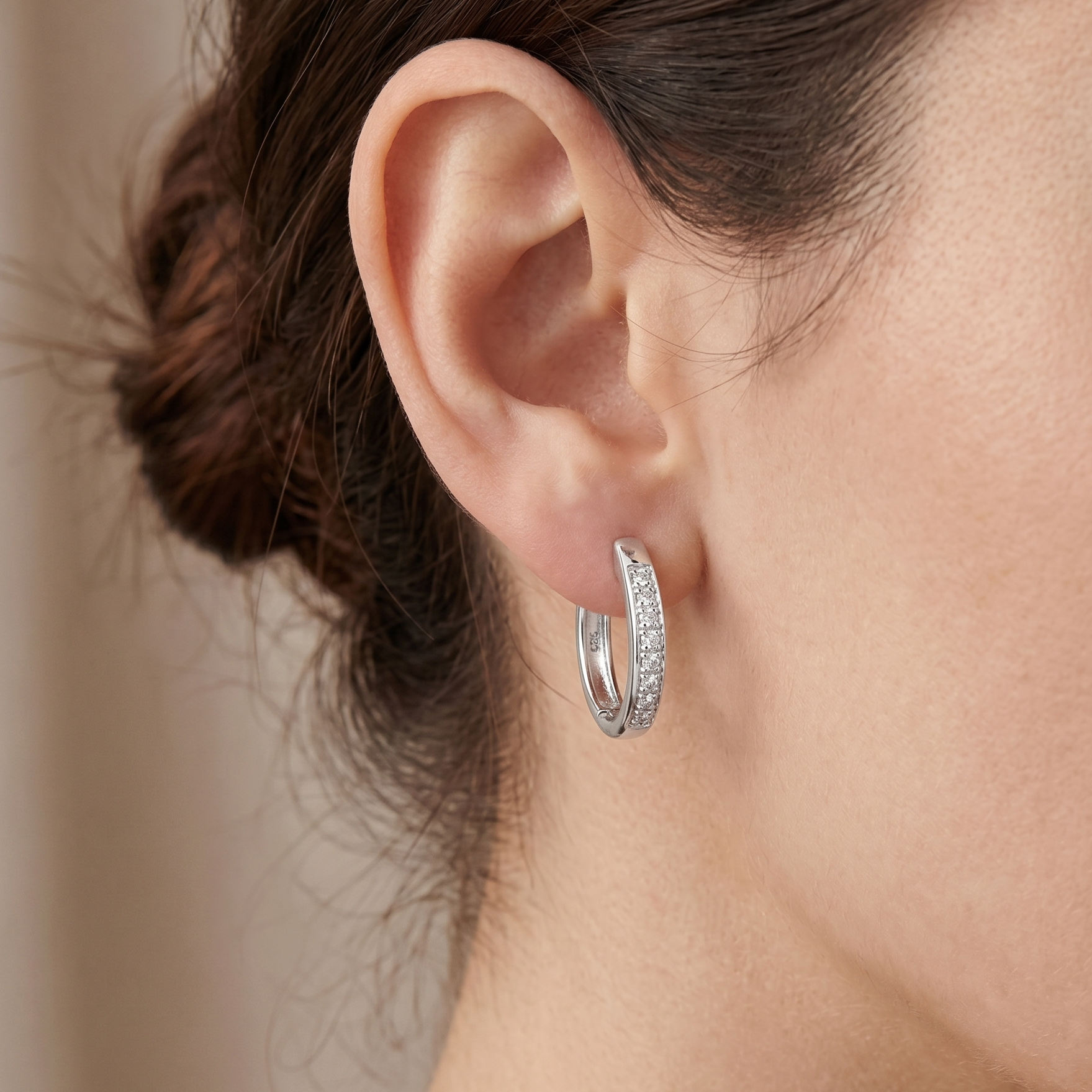 Diamond Hoop Earrings - detail view | Prime Jewellery