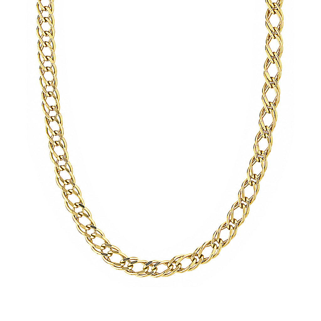 9ct Yellow Gold Fine Double Curb Chain Necklace 16 Inch