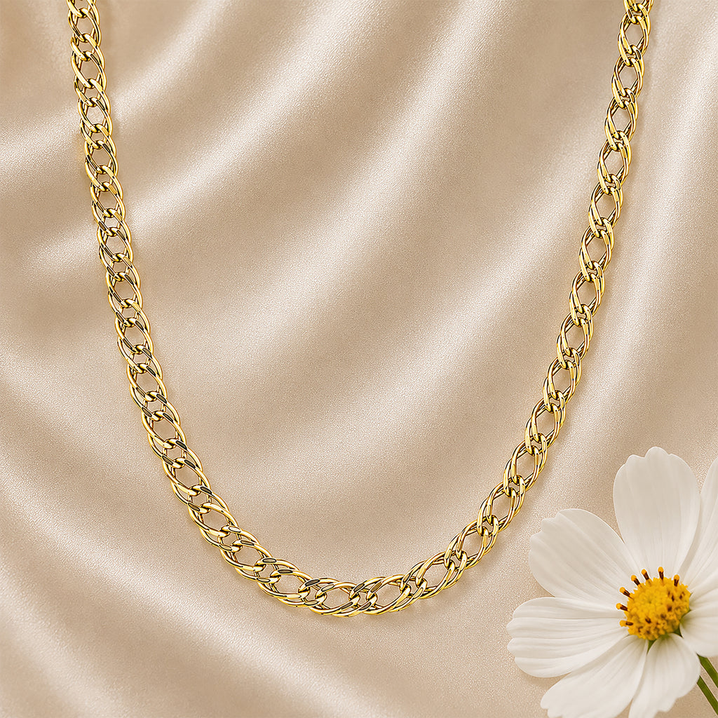 9ct Yellow Gold Fine Double Curb Chain Necklace 16 Inch
