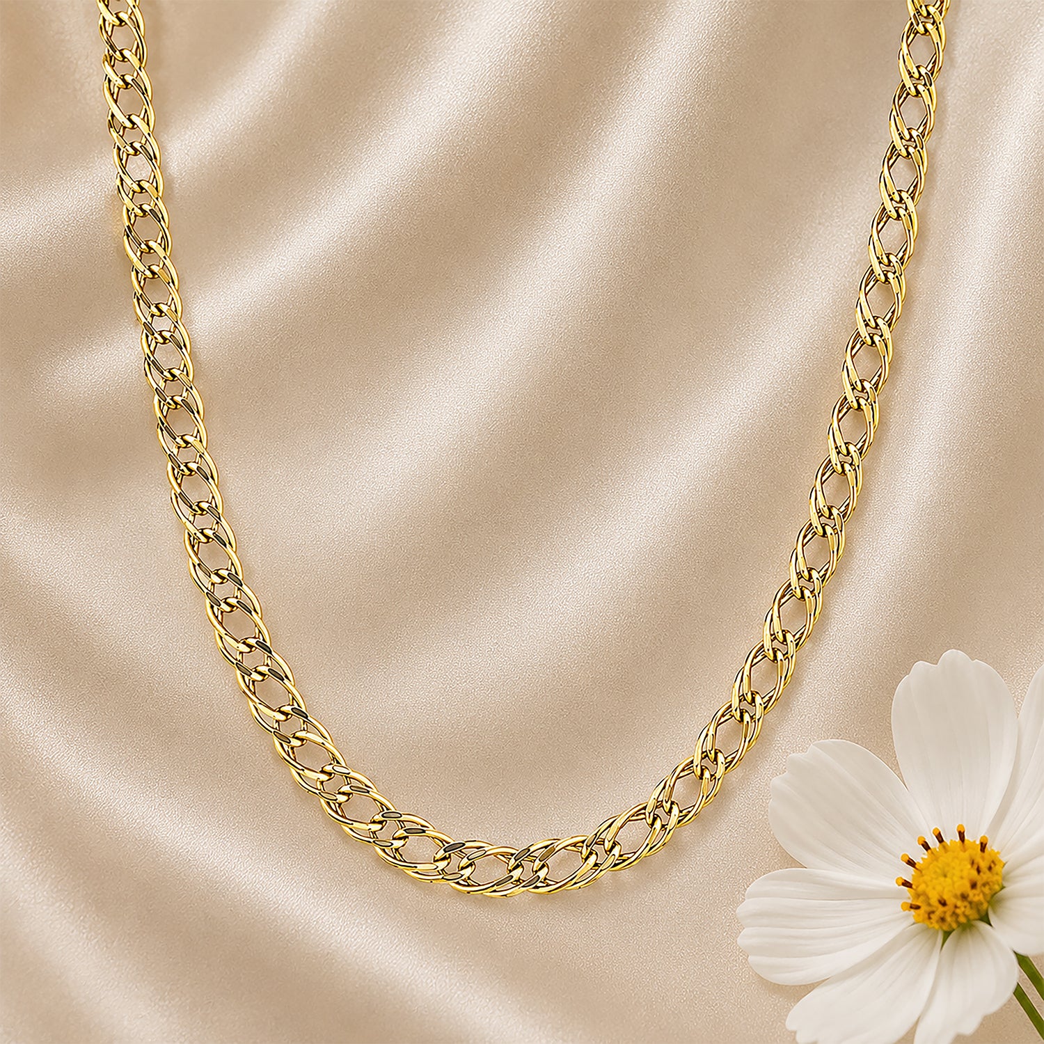 9ct Yellow Gold Fine Double Curb Chain Necklace 16 Inch