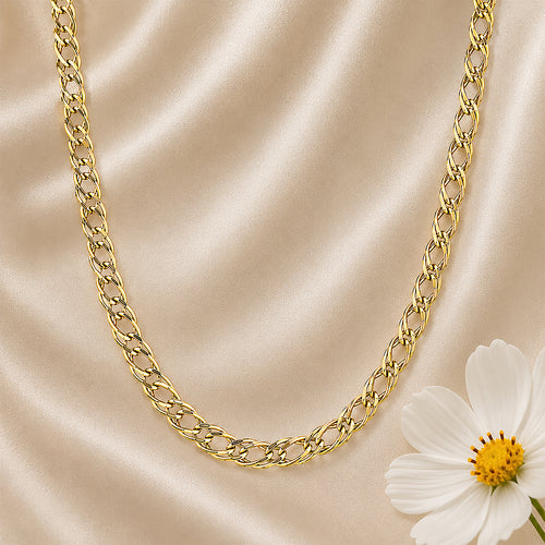 9ct Yellow Gold Fine Double Curb Chain Necklace 16 Inch