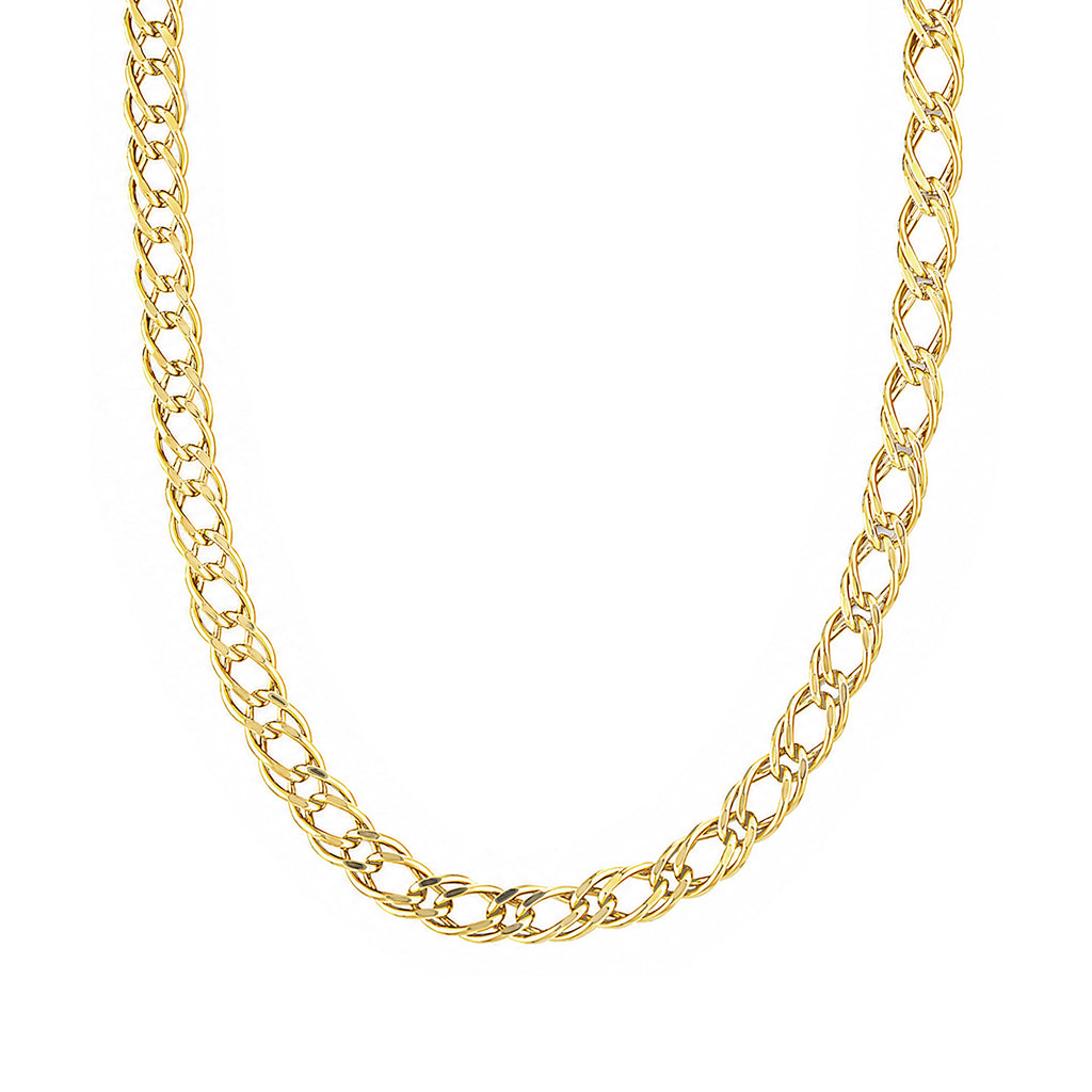 9ct Yellow Gold Fine Double Curb Chain Necklace 18 Inch