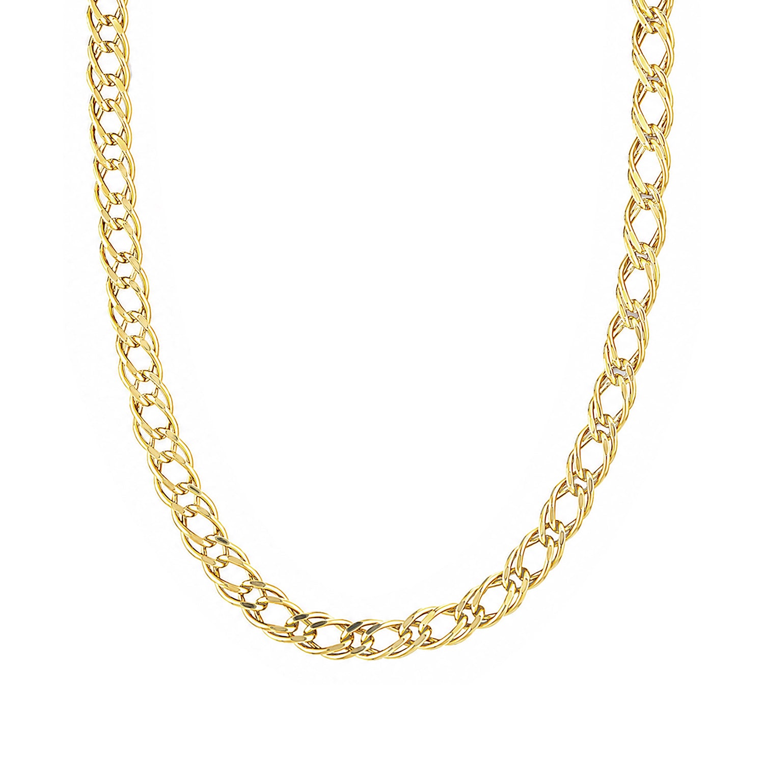 9ct Yellow Gold Fine Double Curb Chain Necklace 18 Inch