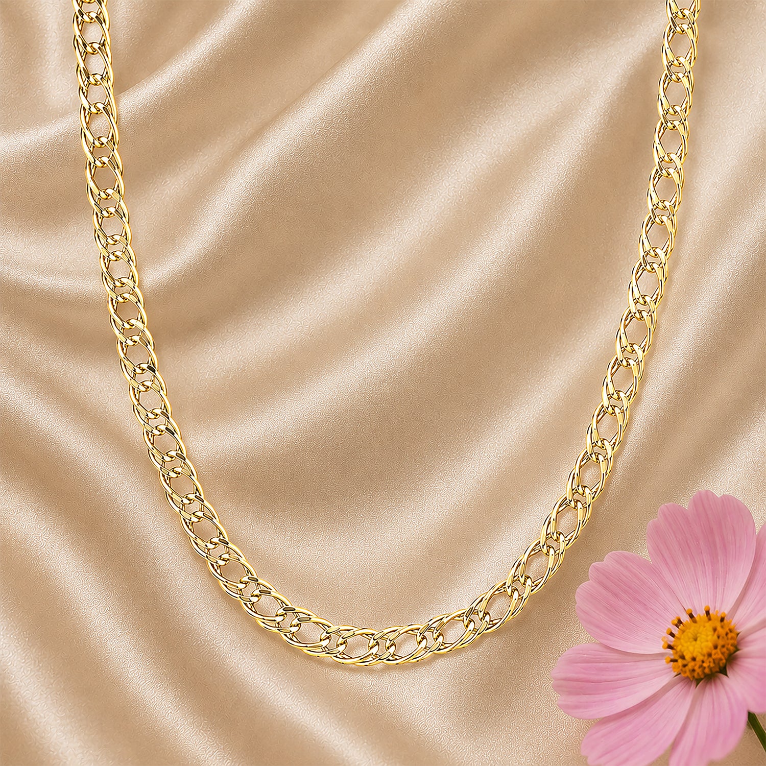 9ct Yellow Gold Fine Double Curb Chain Necklace 18 Inch