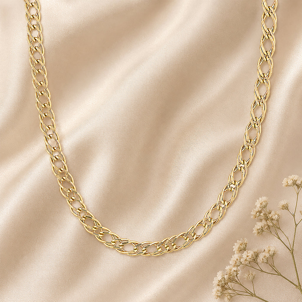 9ct Yellow Gold Fine Double Curb Chain Necklace 20 Inch