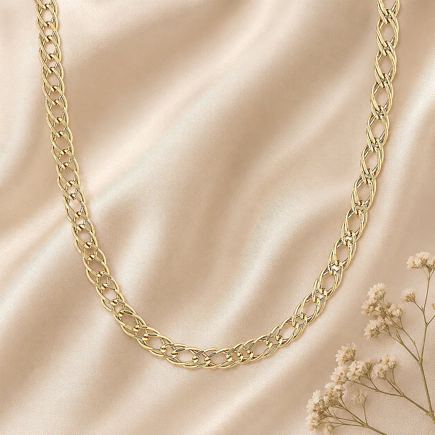 9ct Yellow Gold Fine Double Curb Chain Necklace 20 Inch