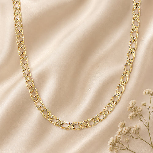 9ct Yellow Gold Fine Double Curb Chain Necklace 20 Inch