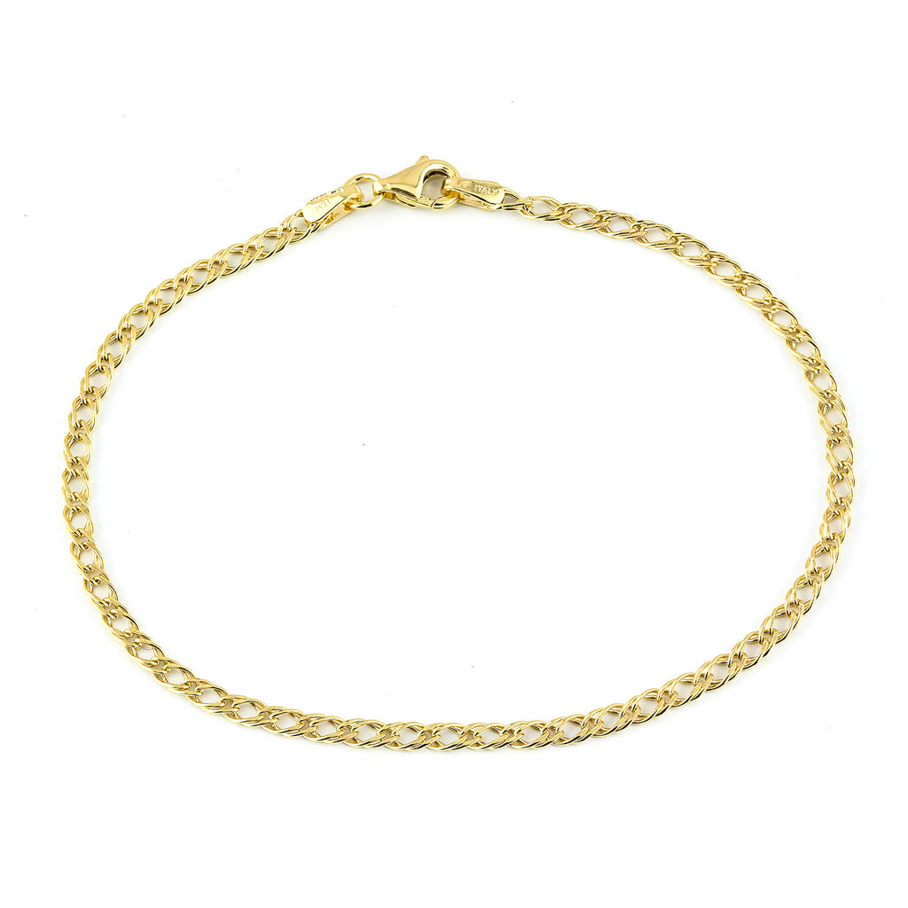 9ct Yellow Gold 7.5 Inch Fine Double Curb Chain Bracelet
