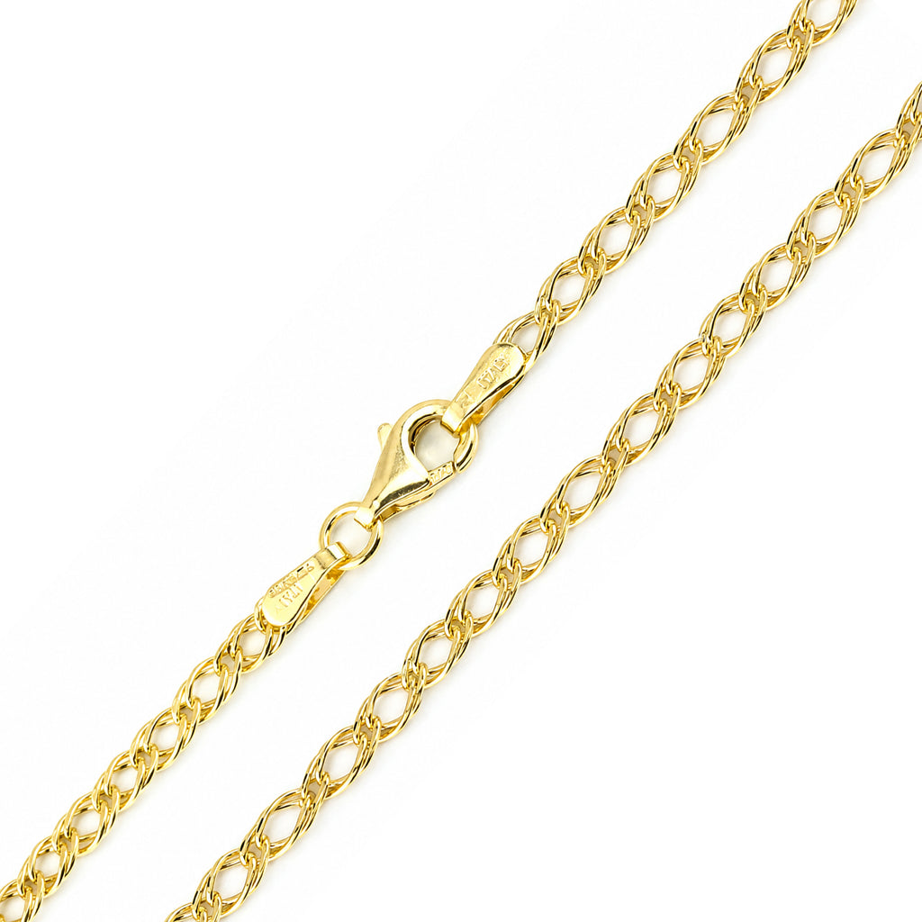 9ct Yellow Gold 7.5 Inch Fine Double Curb Chain Bracelet