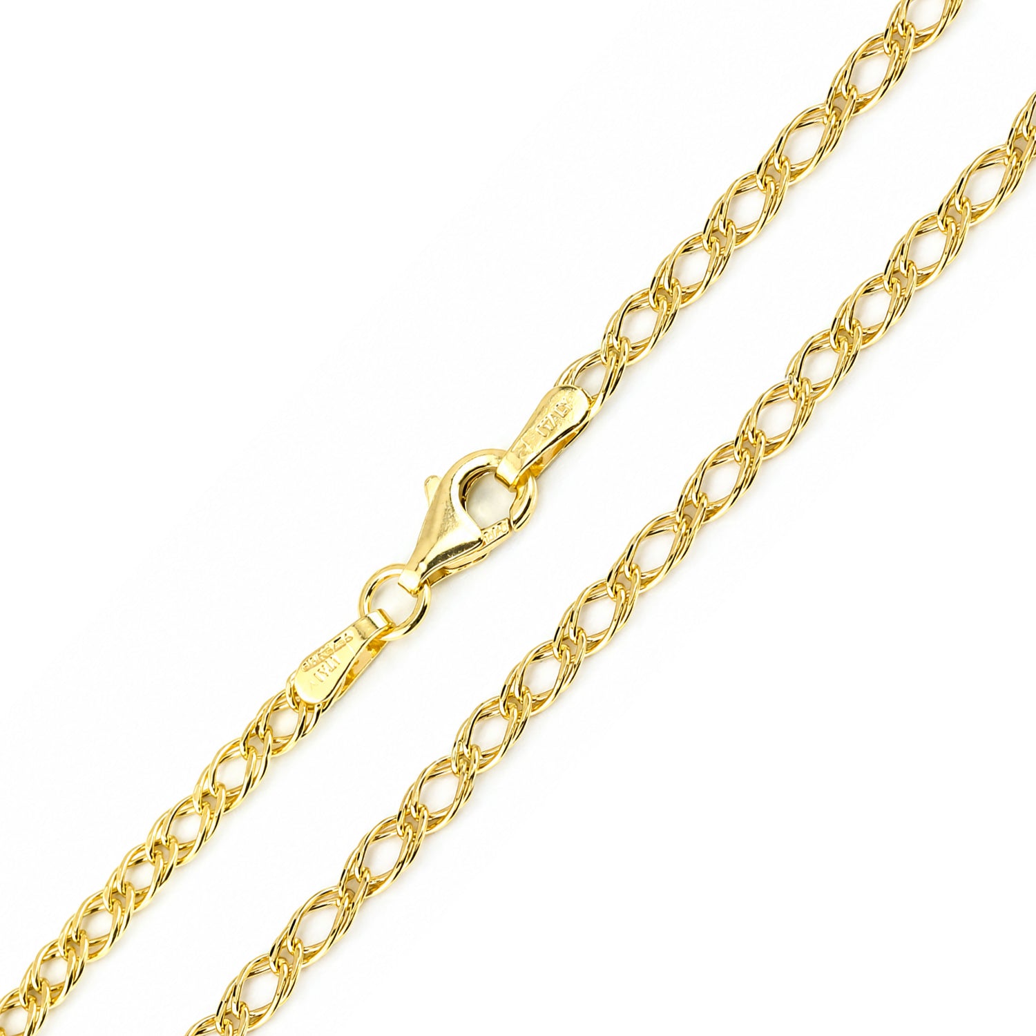 9ct Yellow Gold 7.5 Inch Fine Double Curb Chain Bracelet