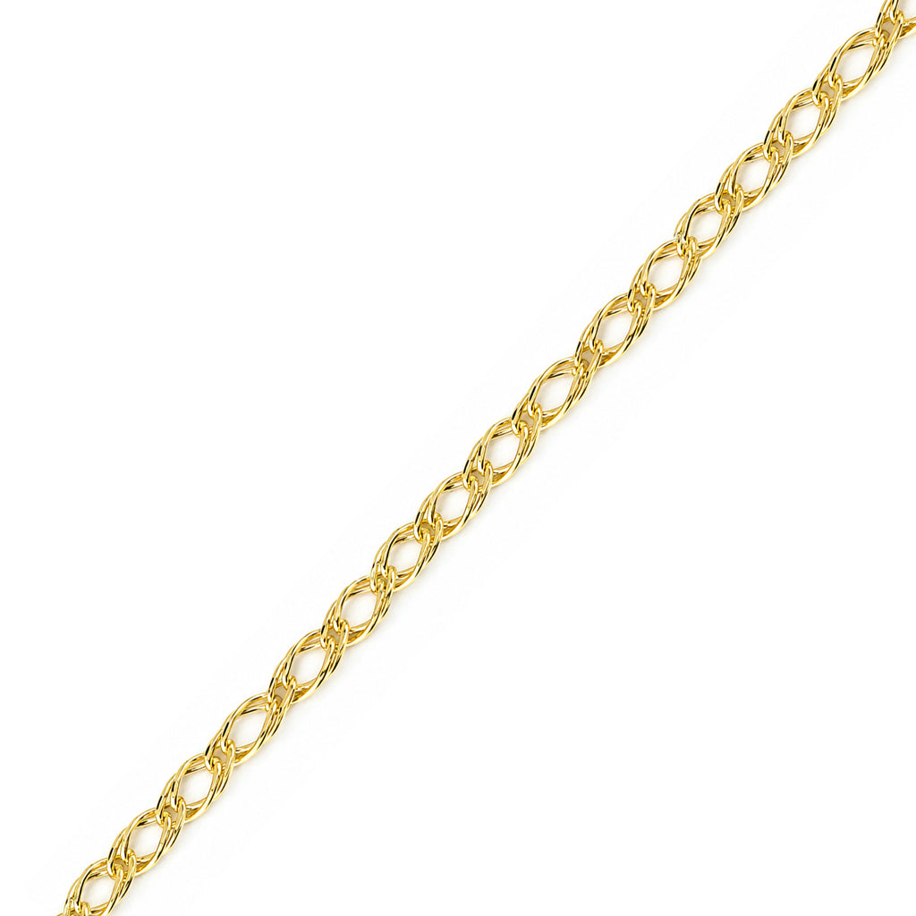 9ct Yellow Gold 7.5 Inch Fine Double Curb Chain Bracelet
