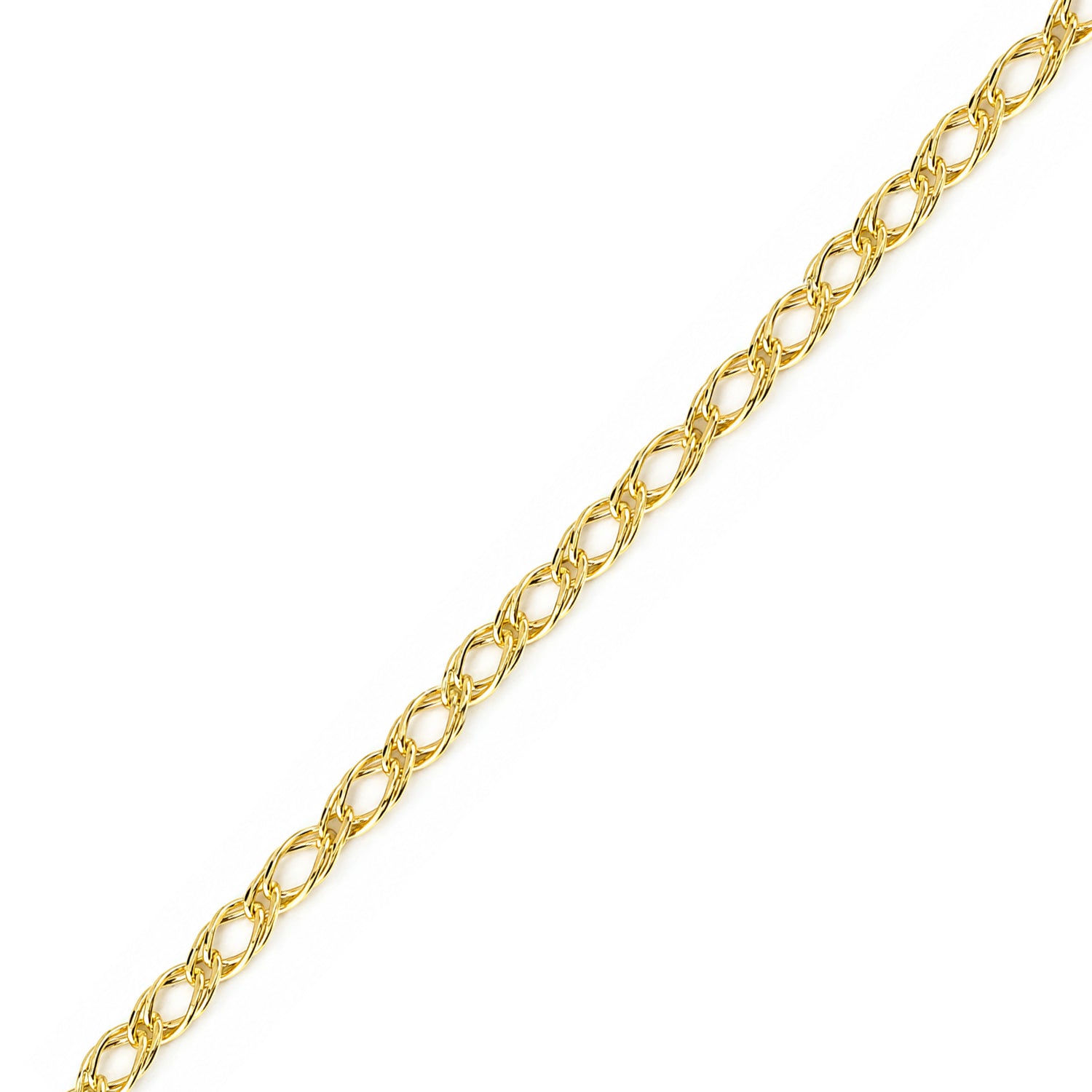 9ct Yellow Gold 7.5 Inch Fine Double Curb Chain Bracelet