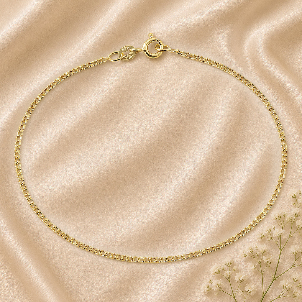 9ct Yellow Gold 7.5 Inch Fine Curb Chain Bracelet
