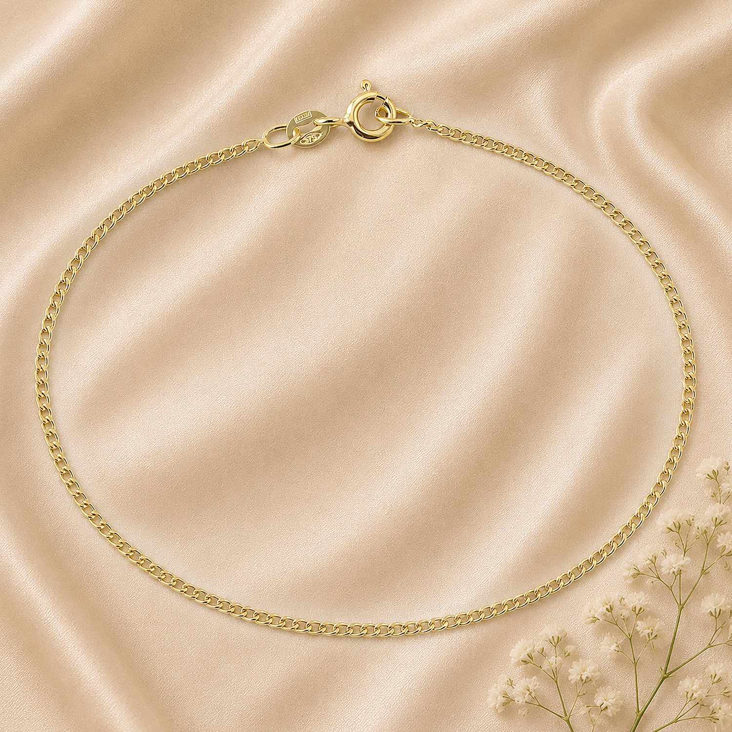 9ct Yellow Gold 7.5 Inch Fine Curb Chain Bracelet