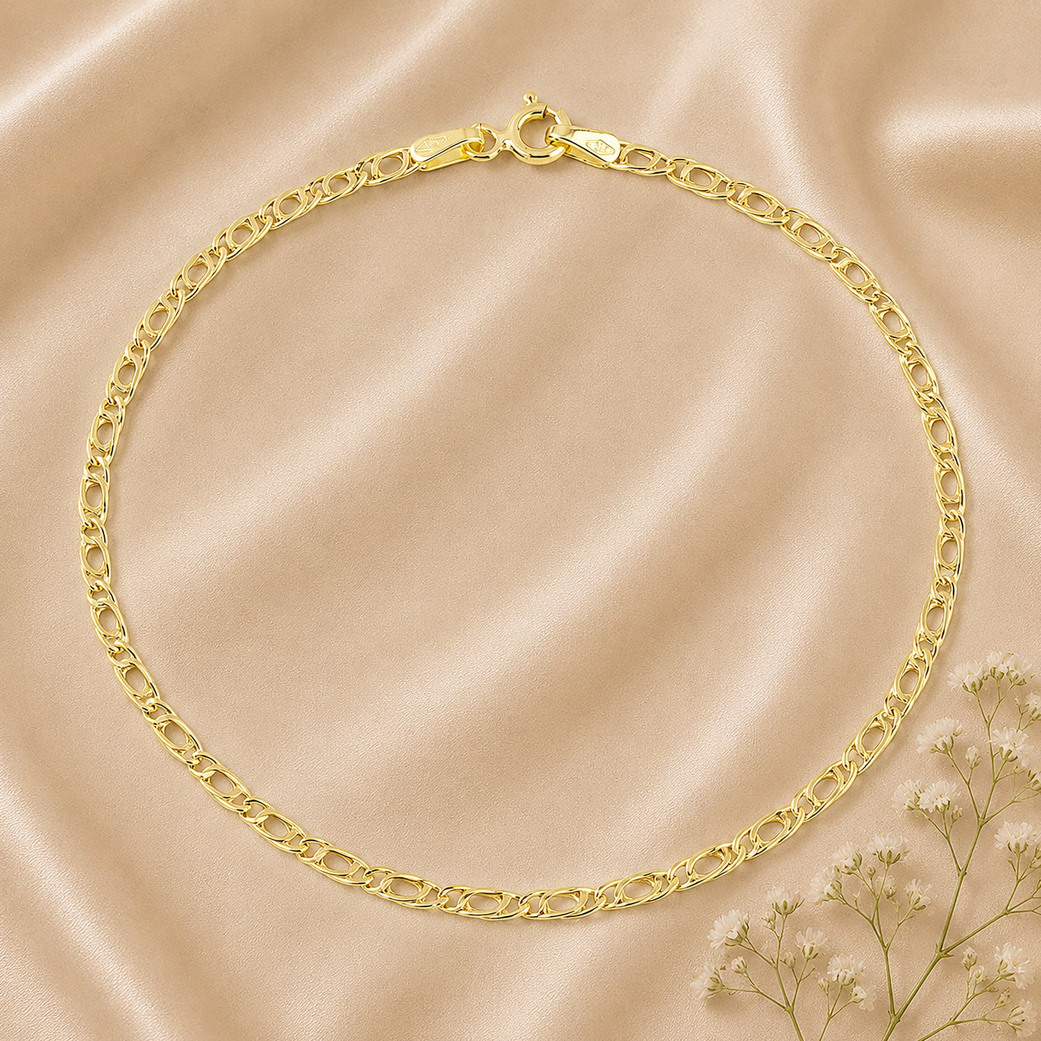 9ct Yellow Gold 7.5 Inch Mariner Chain Bracelet