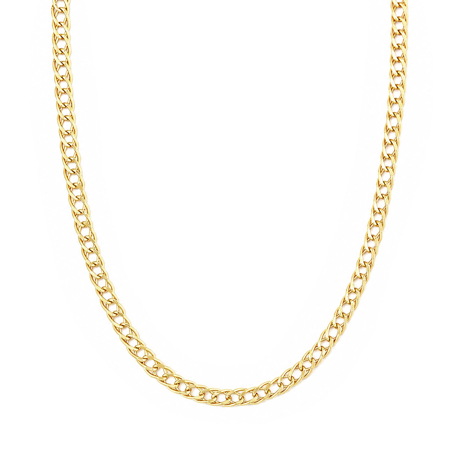 9ct Yellow Gold 16 Inch Fine Double Curb Chain Necklace