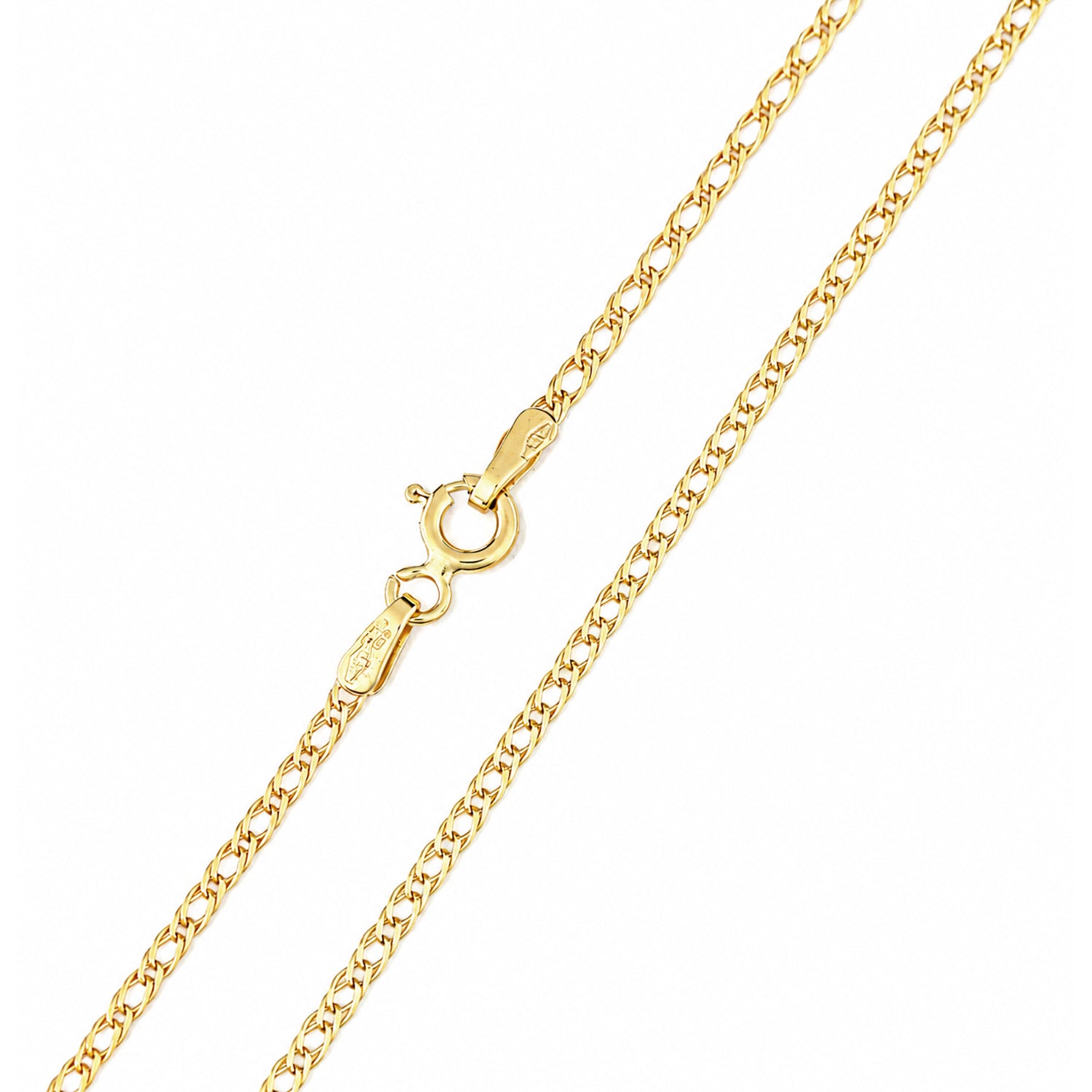 9ct Yellow Gold 16 Inch Fine Double Curb Chain Necklace
