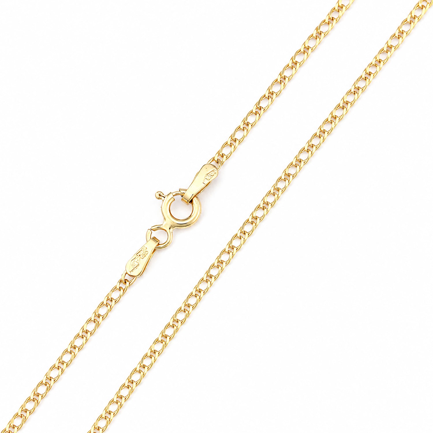 9ct Yellow Gold 18 Inch Fine Double Curb Chain Necklace