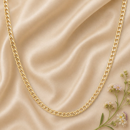 9ct Yellow Gold 18 Inch Fine Double Curb Chain Necklace