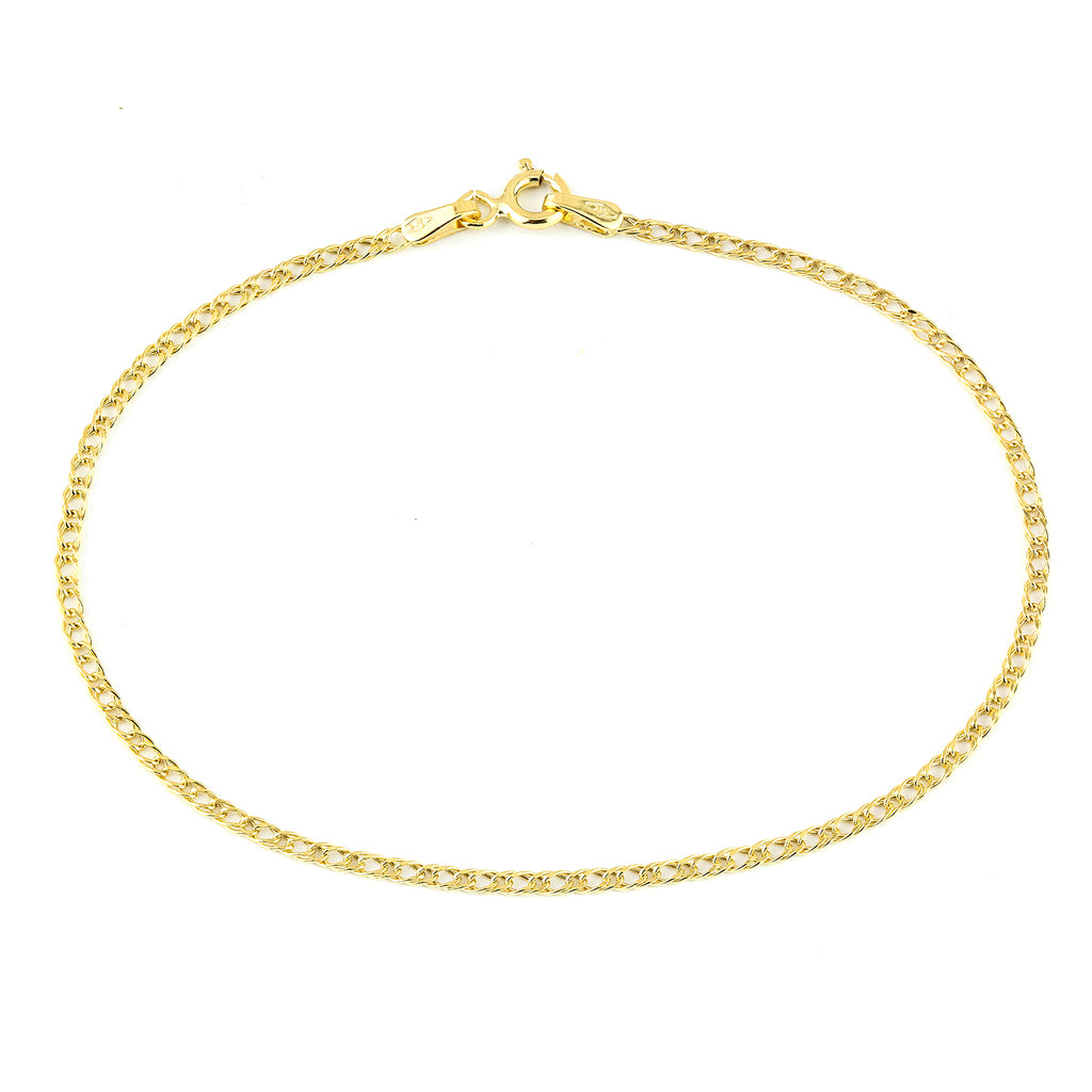 9ct Yellow Gold 7.5 Inch Fine Double Curb Chain Bracelet