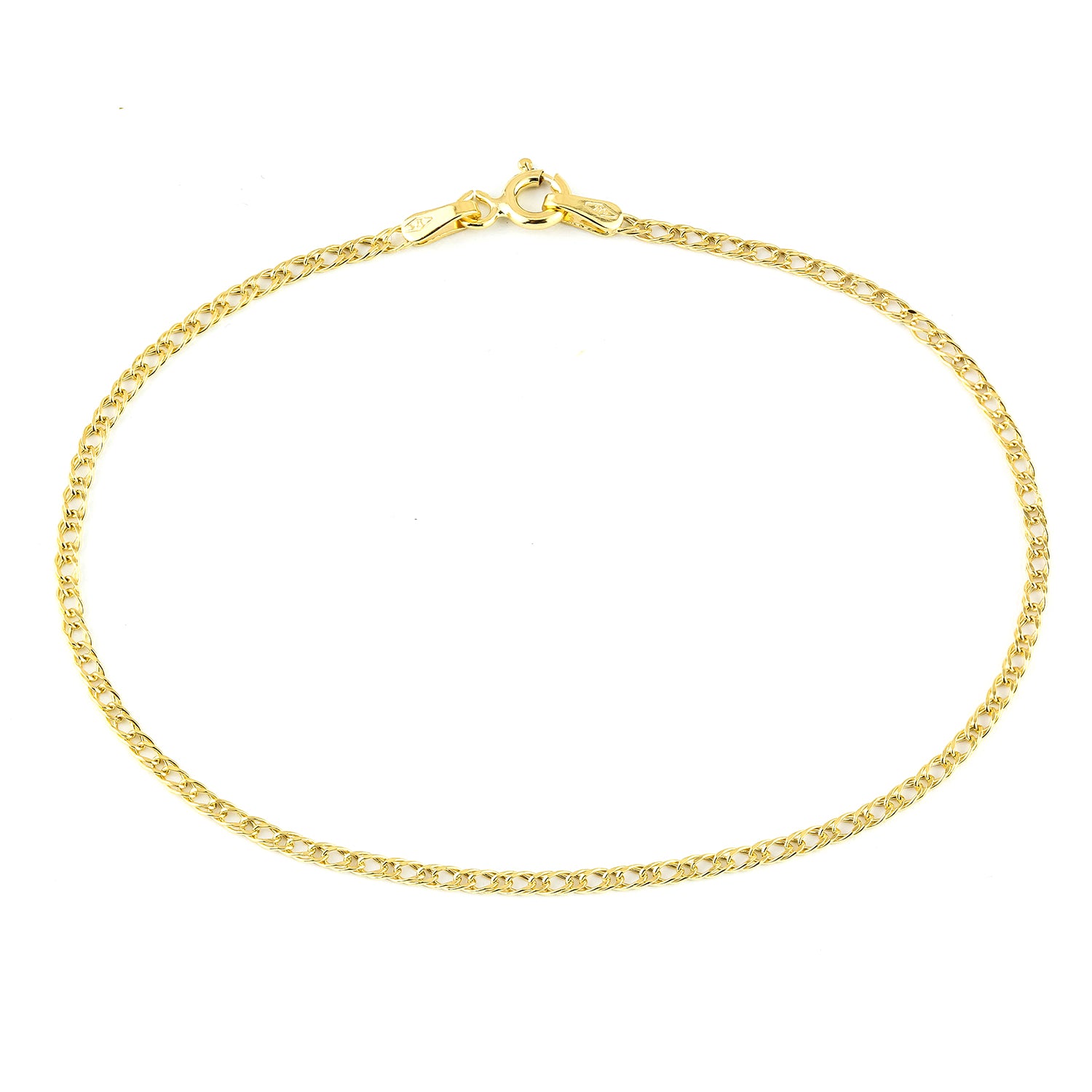 9ct Yellow Gold 7.5 Inch Fine Double Curb Chain Bracelet