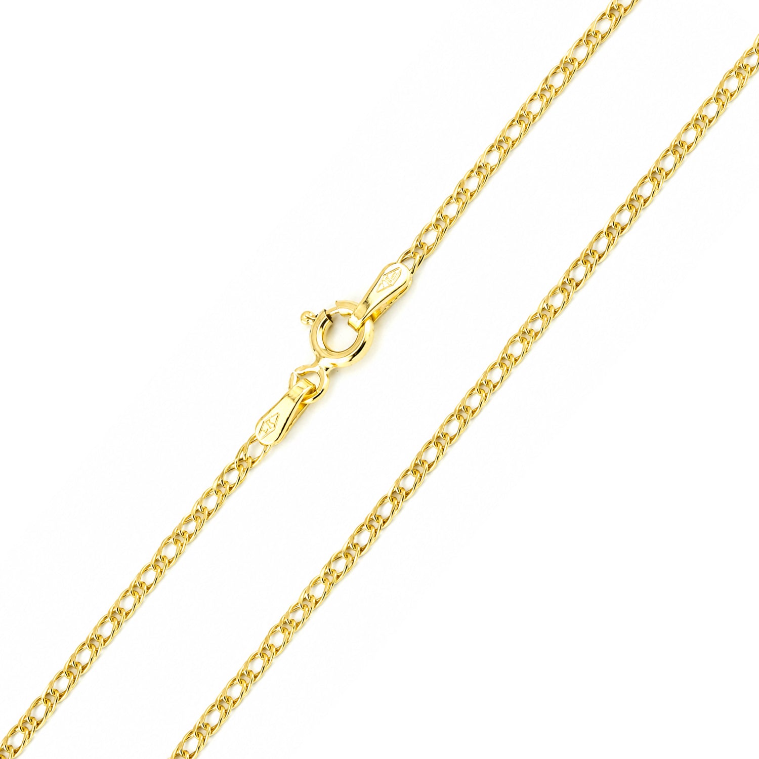 9ct Yellow Gold 7.5 Inch Fine Double Curb Chain Bracelet