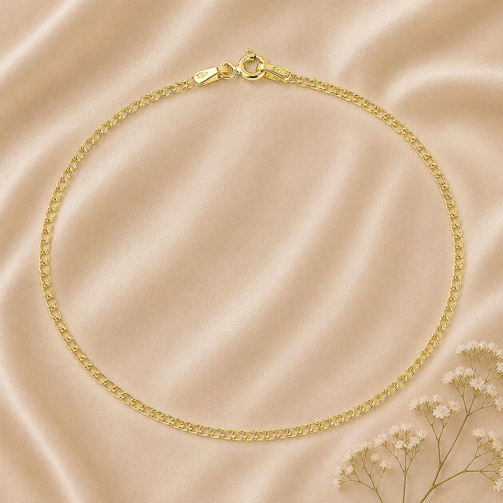 9ct Yellow Gold 7.5 Inch Fine Double Curb Chain Bracelet