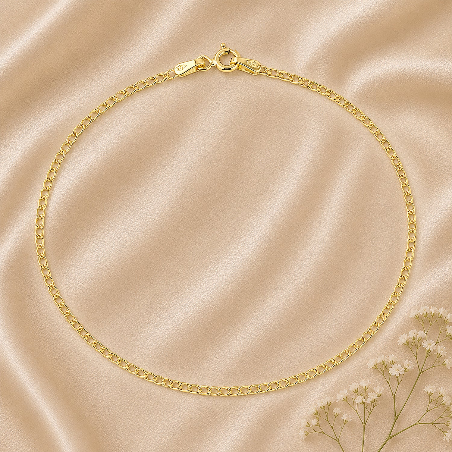 9ct Yellow Gold 7.5 Inch Fine Double Curb Chain Bracelet