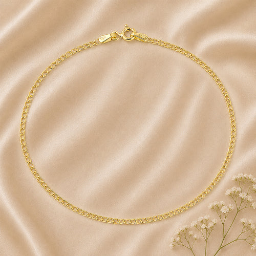 9ct Yellow Gold 7.5 Inch Fine Double Curb Chain Bracelet