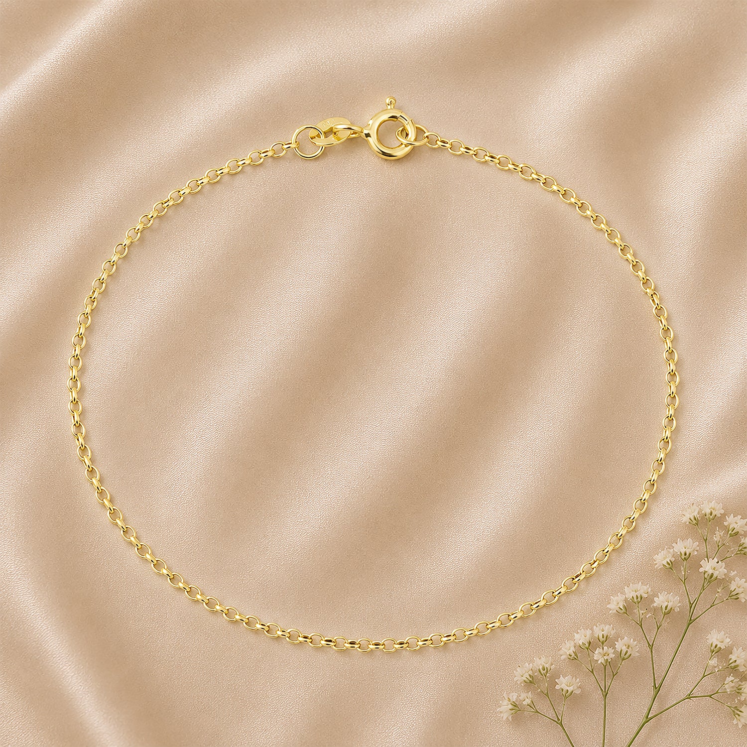 9ct Yellow Gold 7.5 Inch Rolo Chain Bracelet