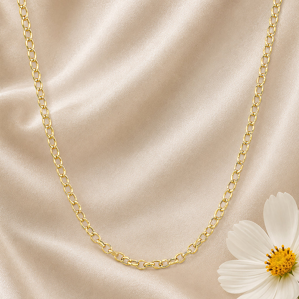 9ct Yellow Gold Rolo Chain Necklace 18 Inch Length
