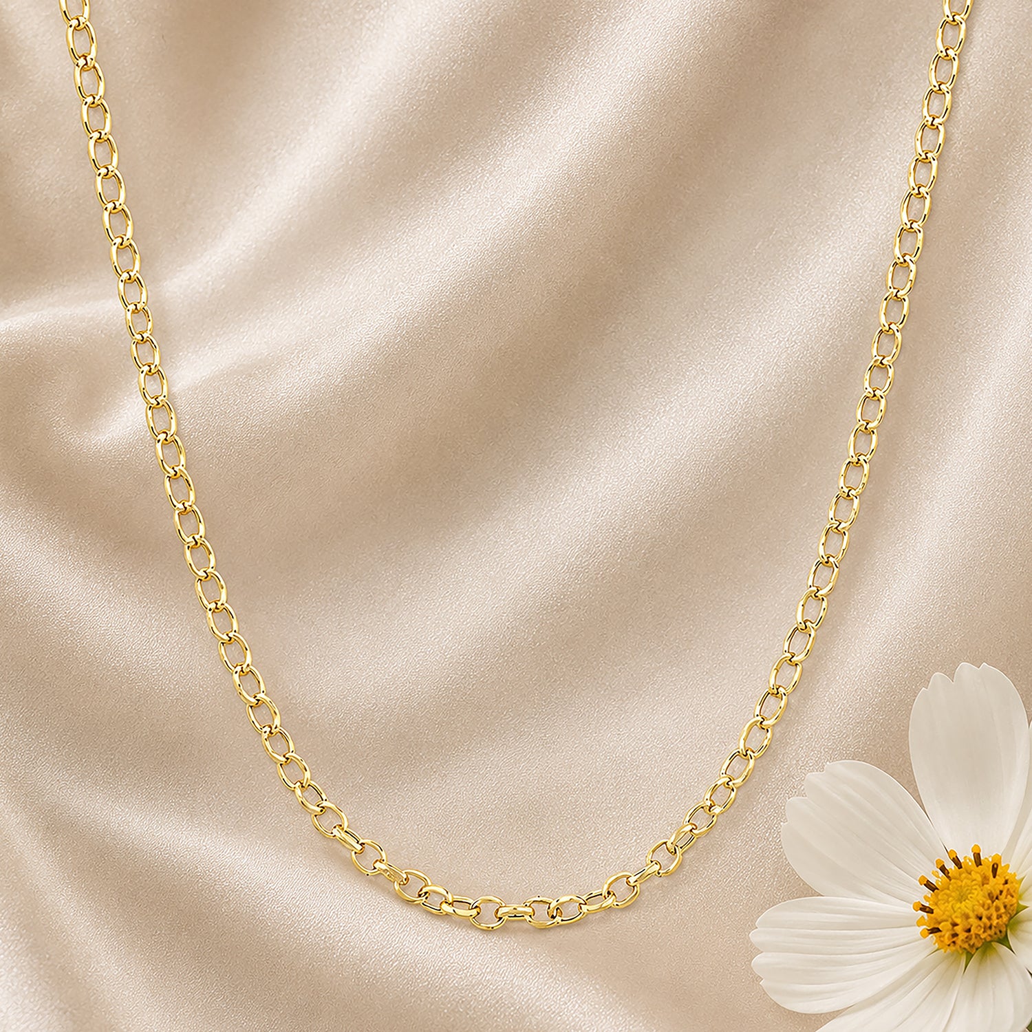 9ct Yellow Gold Rolo Chain Necklace 18 Inch Length