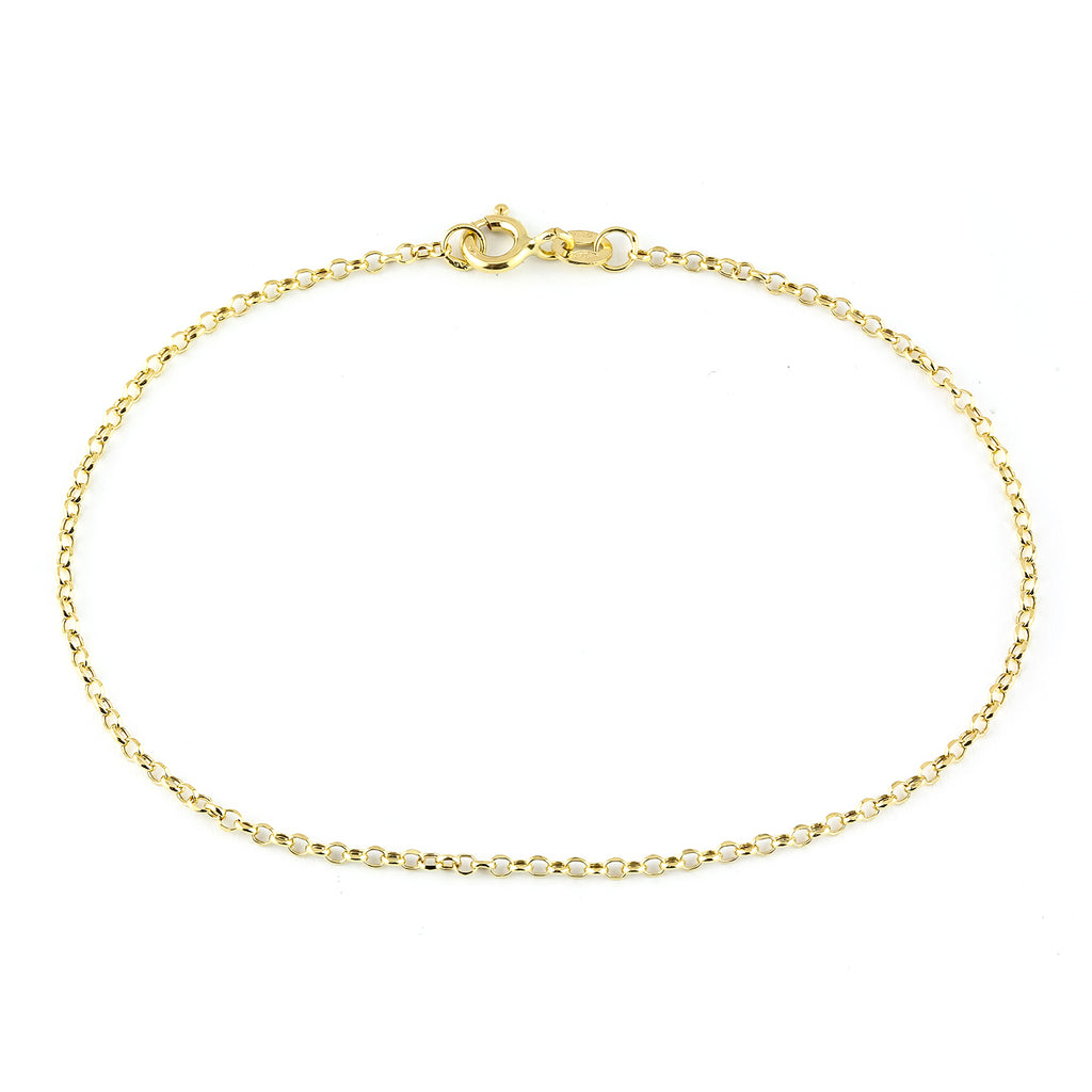 9ct Yellow Gold Rolo Chain Bracelet 7.5 Inch