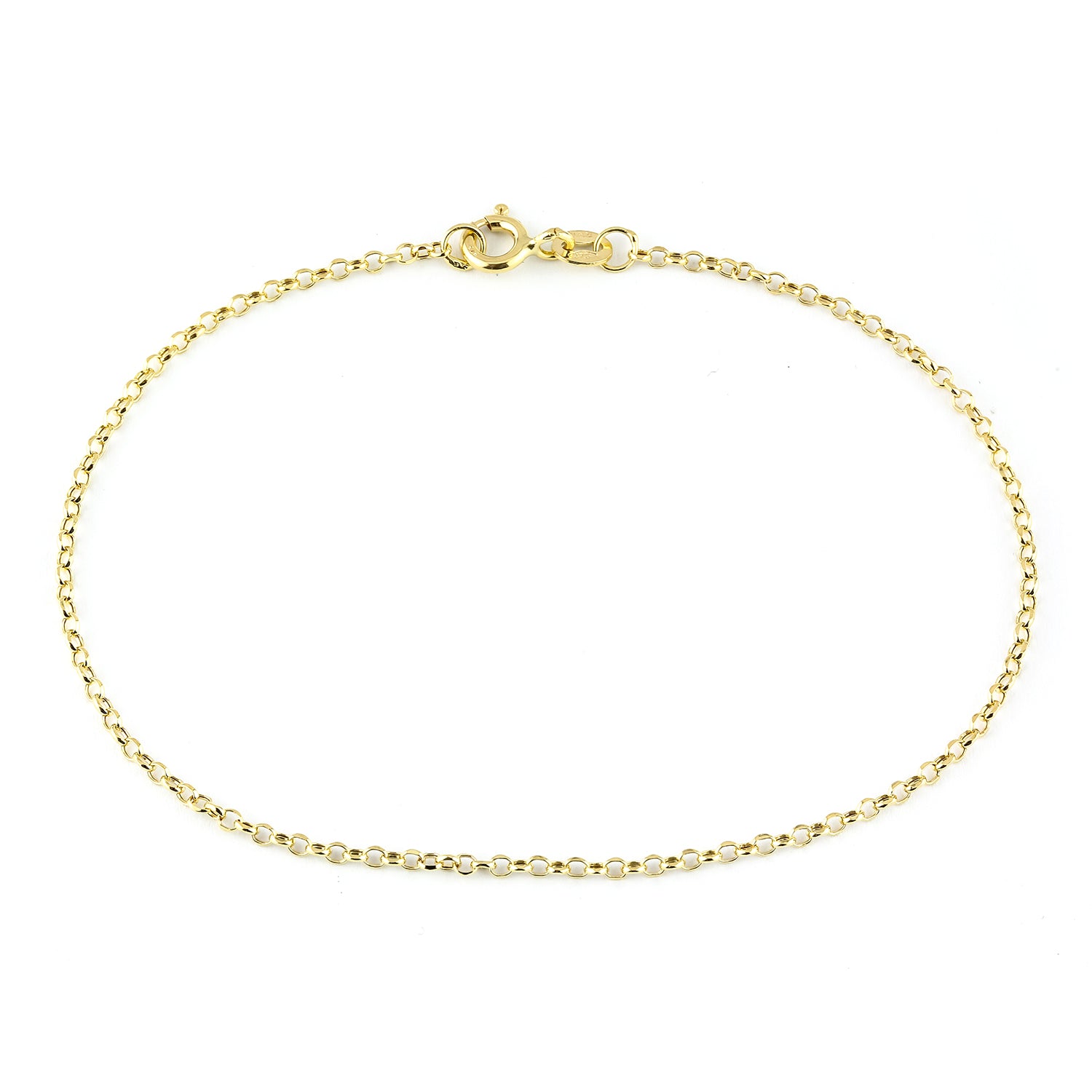 9ct Yellow Gold Rolo Chain Bracelet 7.5 Inch