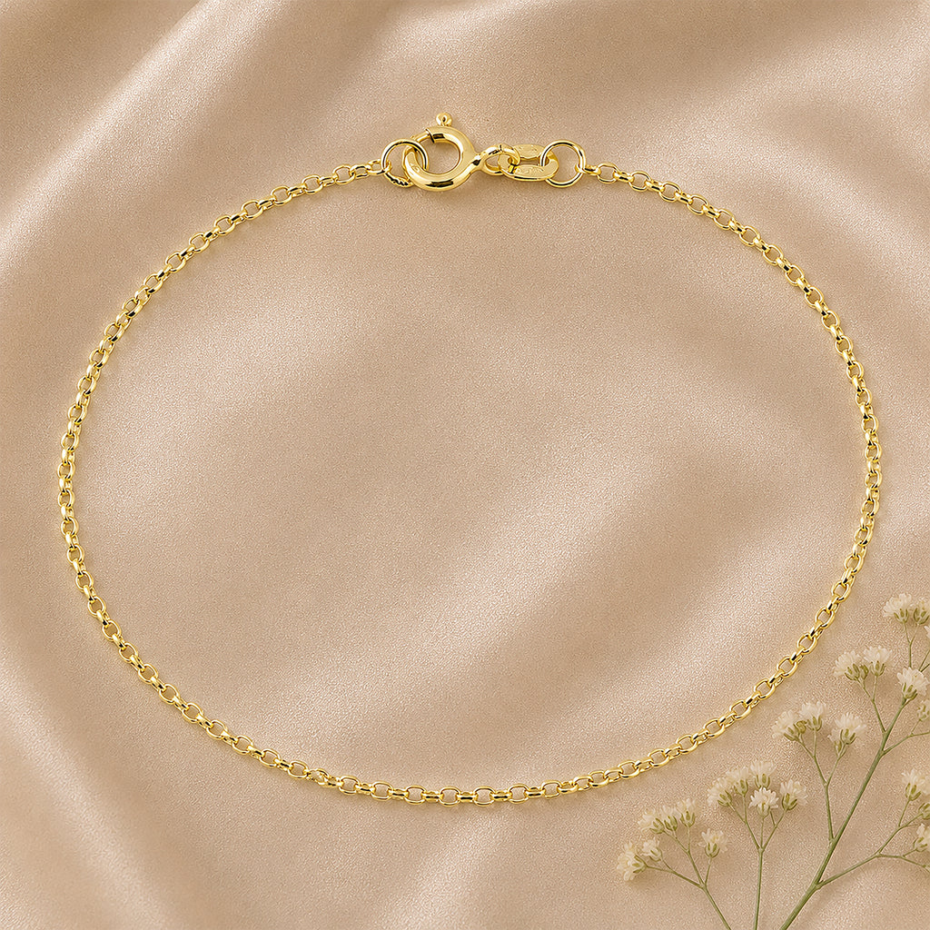 9ct Yellow Gold Rolo Chain Bracelet 7.5 Inch