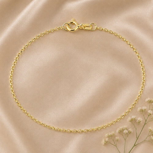 9ct Yellow Gold Rolo Chain Bracelet 7.5 Inch