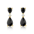 9ct Yellow Gold Pear Sapphire and Diamond Drop Earrings