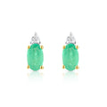 9ct Yellow Gold Emerald and Diamond Stud Earrings