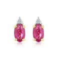 9ct Yellow Gold Ruby and Diamond Stud Earrings
