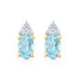 9ct Yellow Gold Blue Topaz and Diamond Stud Earrings
